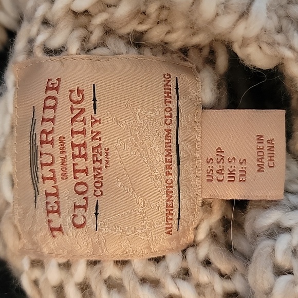 TELLURIDE CLOTHING CO. Wool Blend Snowflake Open Knit Boho Retro Long Cardigan S - Picture 6 of 8